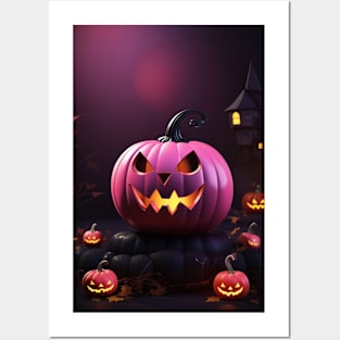 Halloween pink pumpkin Posters and Art